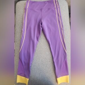 Kids Purple Active Leggings with Gold Piping